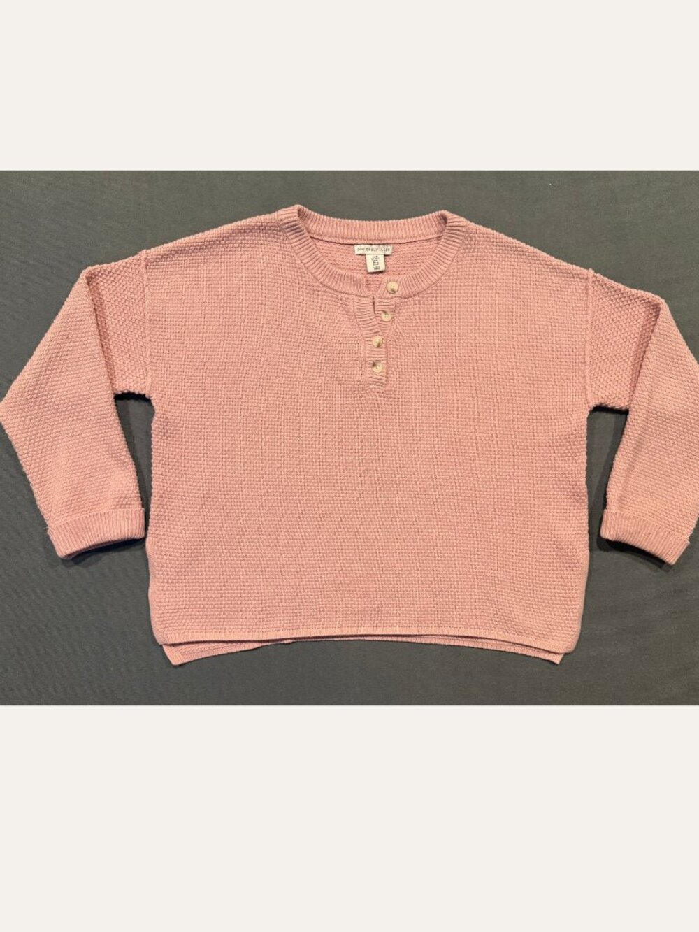 Sincerely Jules Size M Pink Knit Henley Sweater Pullover Minimalist